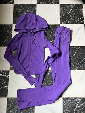 Purple Women's Hooded Tracksuit Jacket & Pants